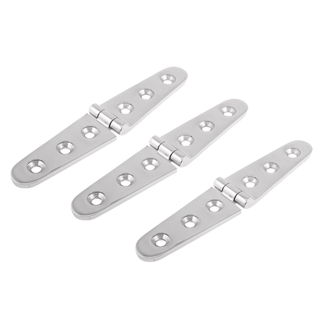 3pcs 6 inch Cast Strap Hinge For Marine Polished Stainless Steel Width 1''