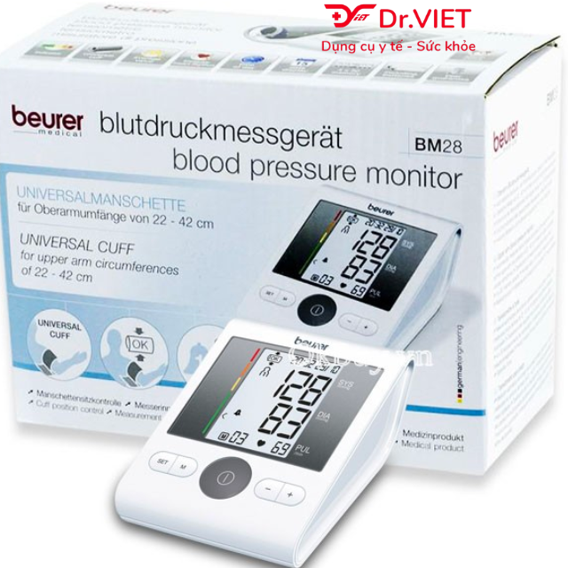 Máy đo huyết áp bắp tay hẹn giờ Beurer BM28 Chính hãng - Nhập khẩu Đức, độ chính xác cao, cảnh báo nhịp tim