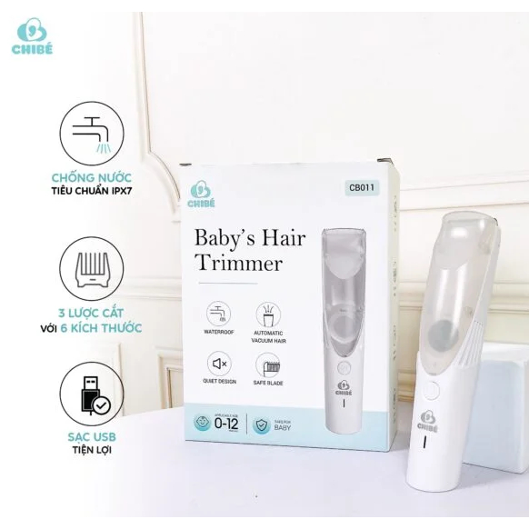 Tông đơ cắt tóc hút tóc cho bé CHIBÉ CB011 - Máy hớt tóc cao cấp cho trẻ em Chibe - hàng Chính hãng