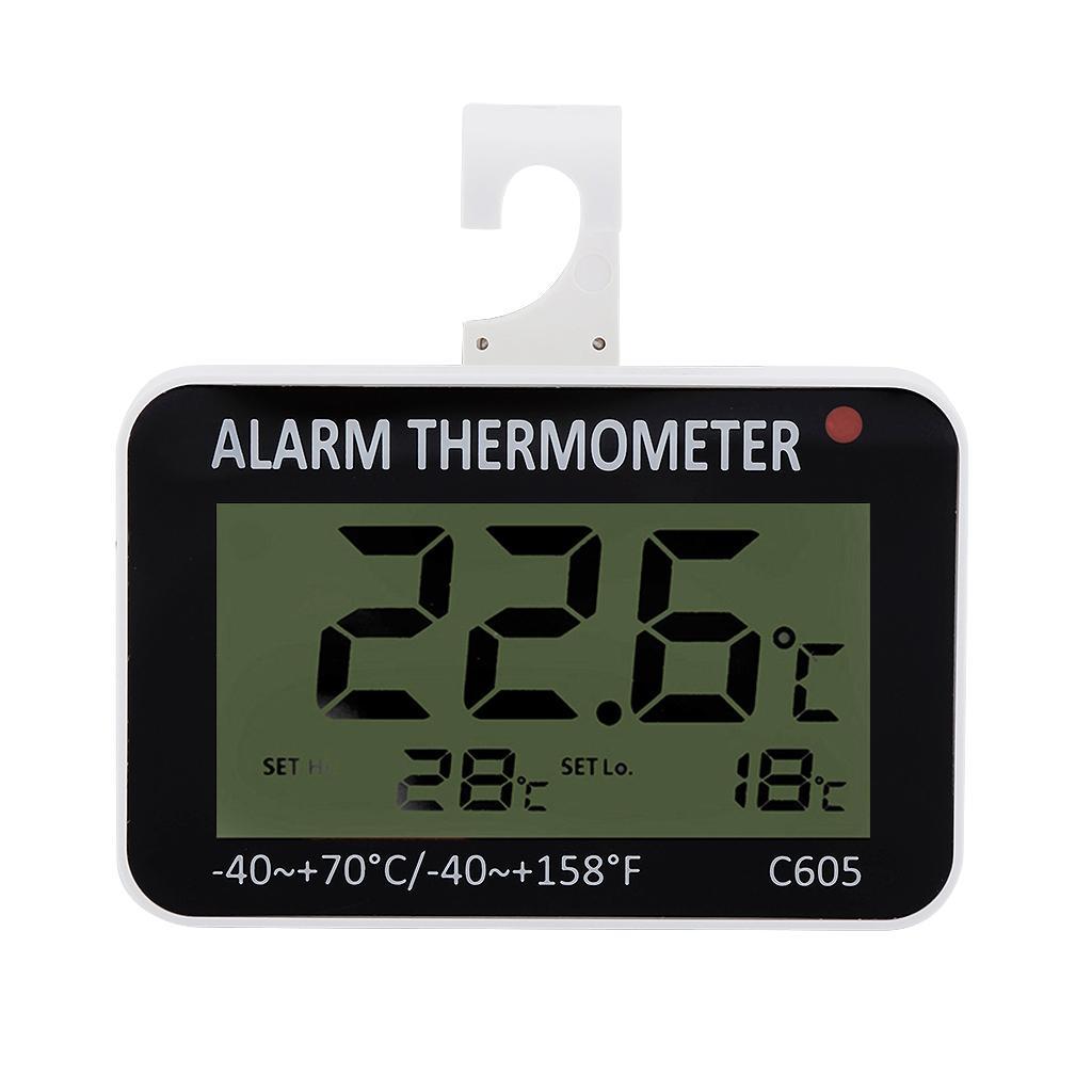 Wall Mounted Digital LCD Display Thermometer Fridge Temperature Alarm Meter