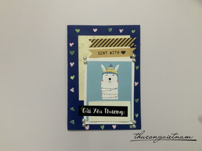 Thiệp nền xanh 10x15cm
