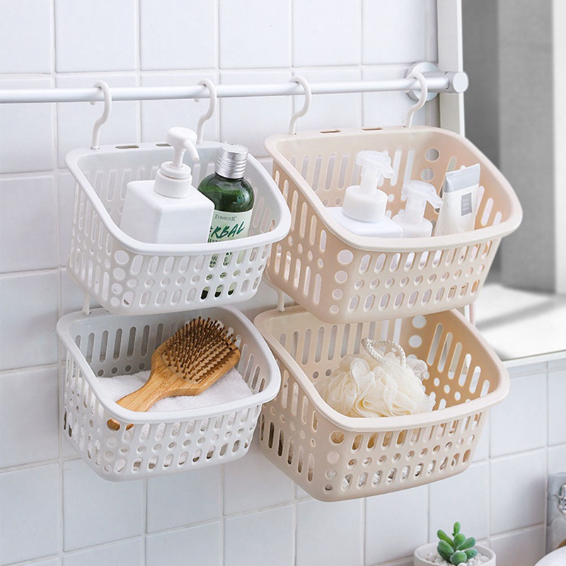 Giỏ nhựa đựng đồ đa năng có móc treo nhà tắm phòng bếp dễ thương