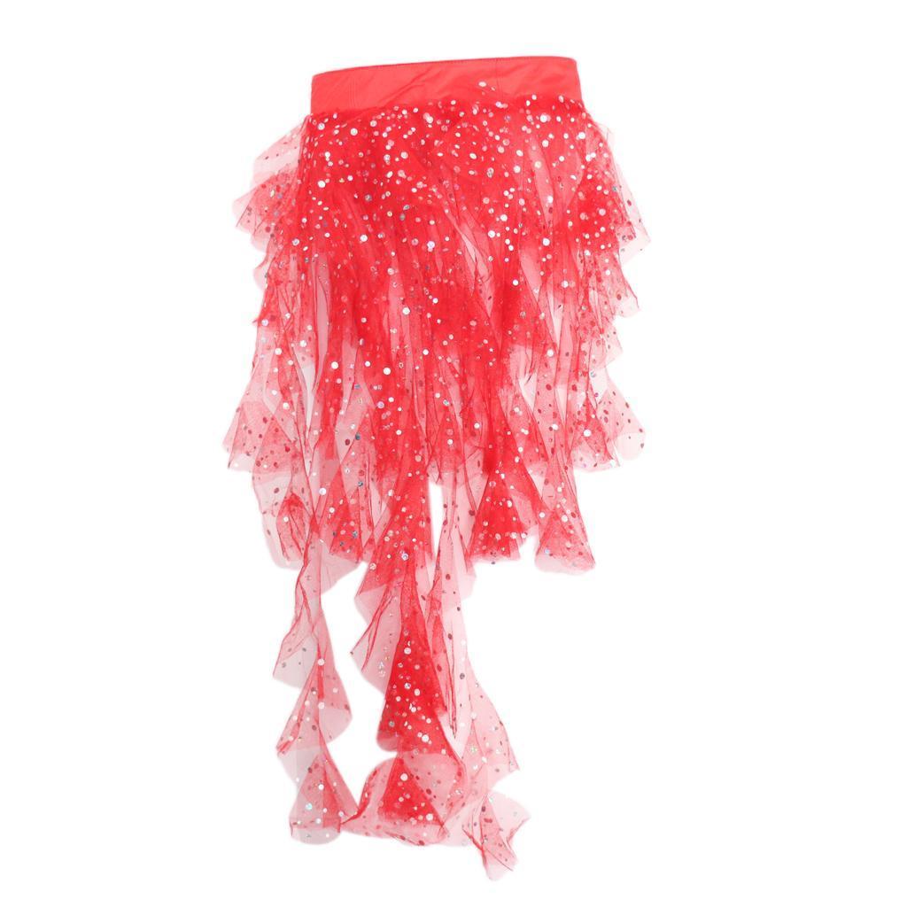 Chiffon Sequins Belly Dance Hip Scarf Net Skirt Pole Dance Costumes