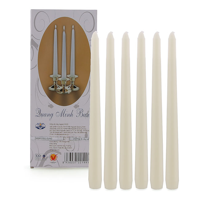 Hộp 6 Cây Nến Thơm Taper Quang Minh Candle EDC2331 - Trắng
