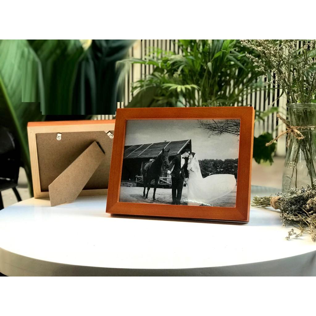 Khung Hình Để Bàn, Treo Tường Gỗ Thông Cao Cấp Giá Rẻ 9x13cm.
