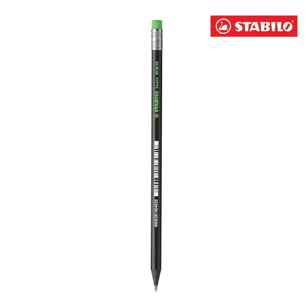 Bộ 2 cây bút chì gỗ STABILO Swano 2B thân đen + tẩy ER193 + chuốt chì PS4538 (PC4918-C2S