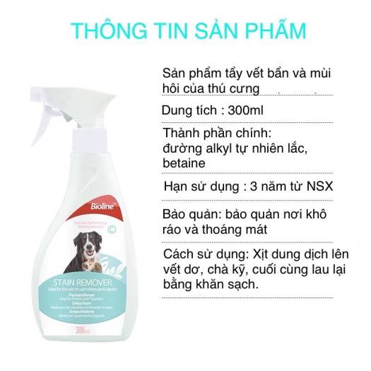 Xịt khử mùi Bioline phân nước tiểu chó mèo giảm mùi hôi chất thải chai 500ml - Bivido