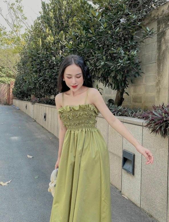 ĐẦM MAXI 2 DÂY NHÚN NGỰC 13094