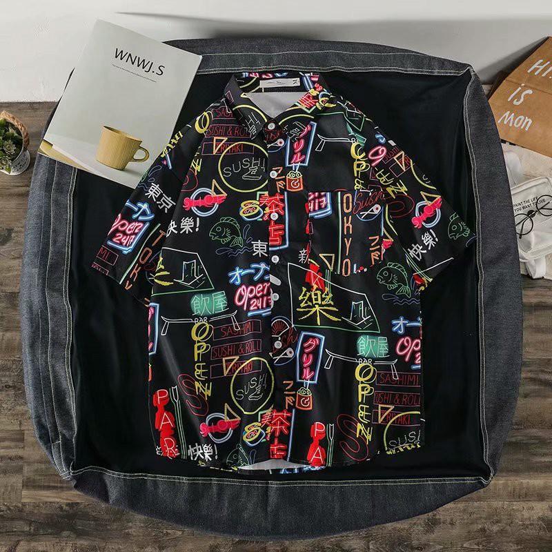 Áo sơ mi nam tay ngắn in họa tiết thời trang