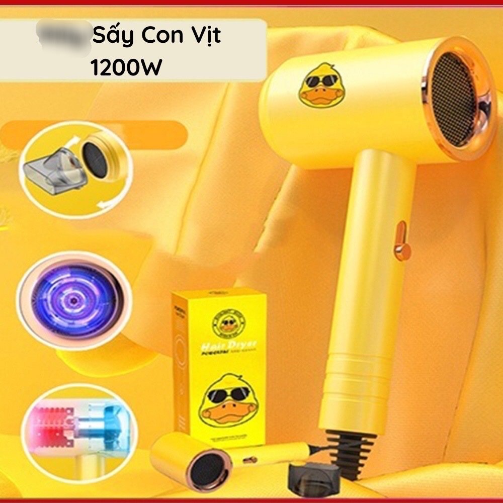 Sấy tóc con vịt vàng mini , phụ kiện làm đẹp không thể thiếu của chị e phụ nữ 