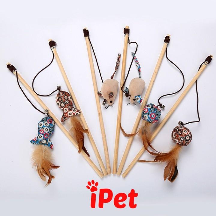 Đồ Chơi Cần Câu Gỗ Cho Thú Cưng Chó Mèo