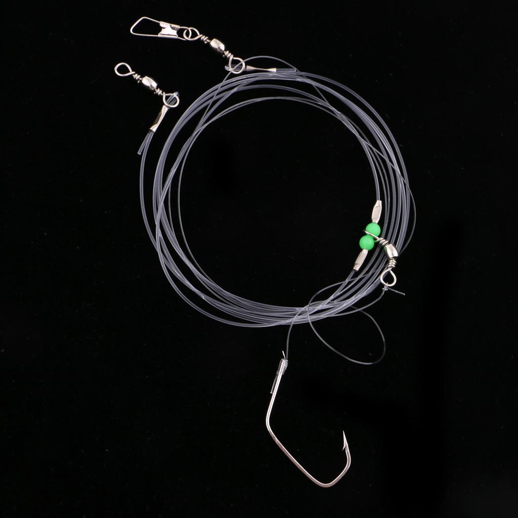 3pcs Sea Fishing Wire Leader with Single Hook Swivel Snap Luminous Bead FOR Protecting Lures