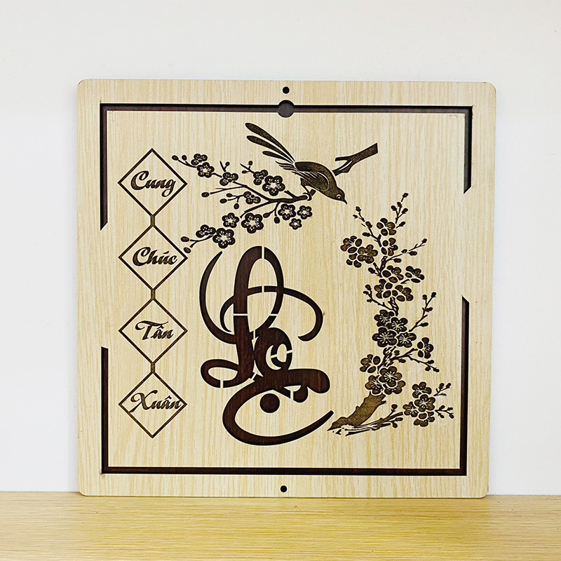 Chữ Lộc Hoa Văn Thư Pháp - Bảng Gỗ Decor - Trang Trí Nhà Cửa - Tết