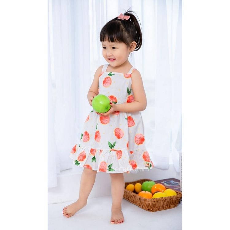 Váy bé gái họa tiết sát nách cho bé diện ngày hè