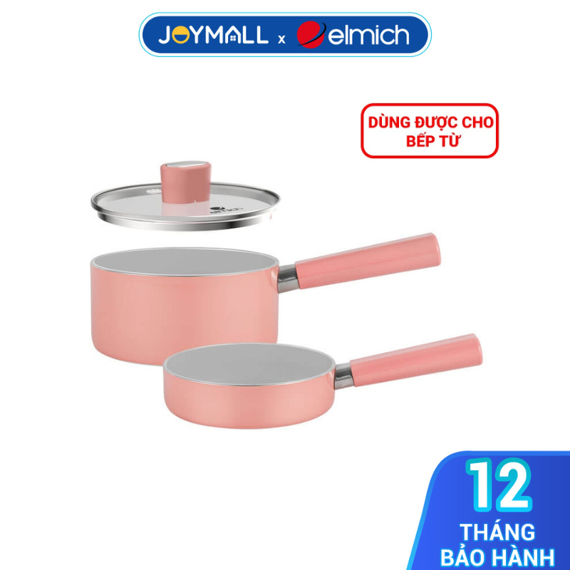 Bộ nồi chảo chống dính 16cm Elmich baby EL-1169AP, Hàng chính hãng, Dùng được nhiều loại bếp - JoyMall