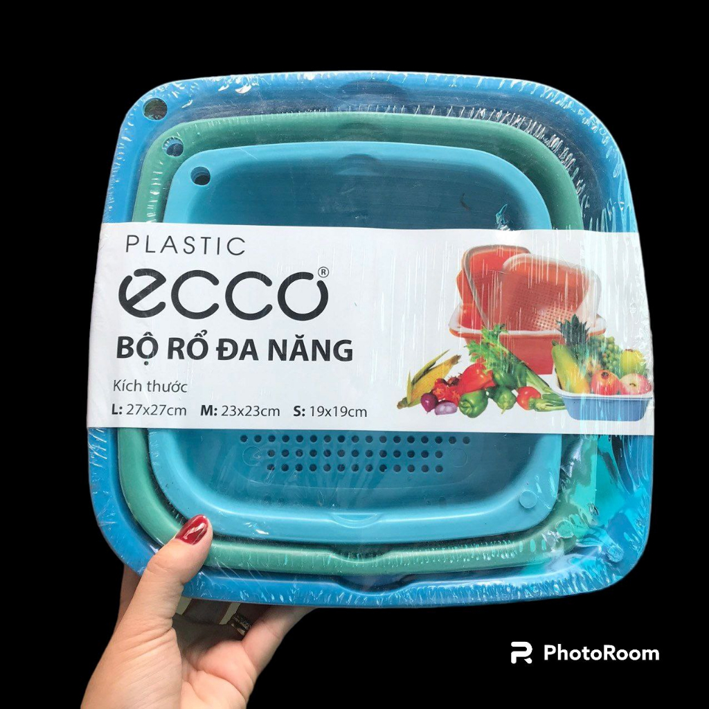 Bộ rổ nhựa kèm thau 6 món để thực phẩm rau quả đa năng ECCO- Set Rổ 6 Món Chất Liệu Nhựa Cao Cấp, Bộ Rổ Kèm Chậu Đựng Đồ Đa Năng