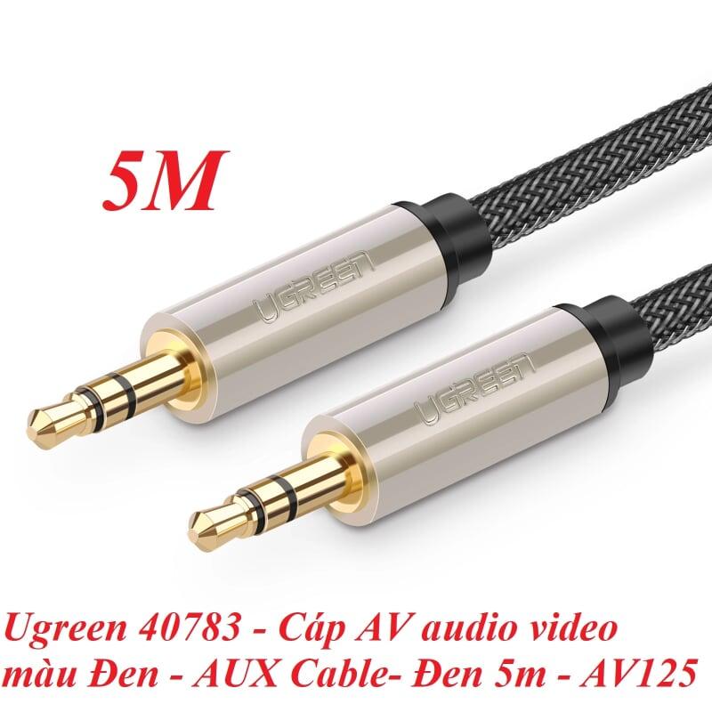 Ugreen UG40783AV125TK 5M màu Đen Cáp âm thanh 2 đầu 3.5mm dương đầu bọc kim loại cao cấp - HÀNG CHÍNH HÃNG