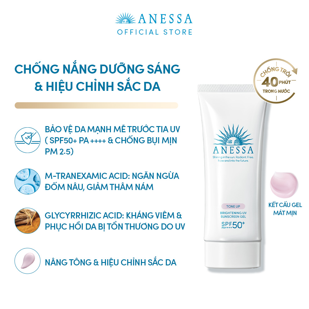 Bộ sản phẩm Kem chống nắng cho da mặt và toàn thân (Anessa Mild Milk 60ml + Brightening Gel 90g + Gold Spray 60g)