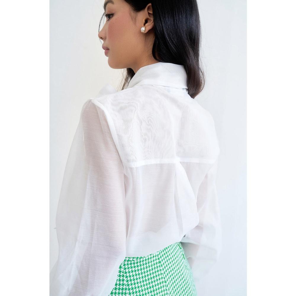 DOTTIE - Áo sơmi cột nơ vải organza nữ T0591