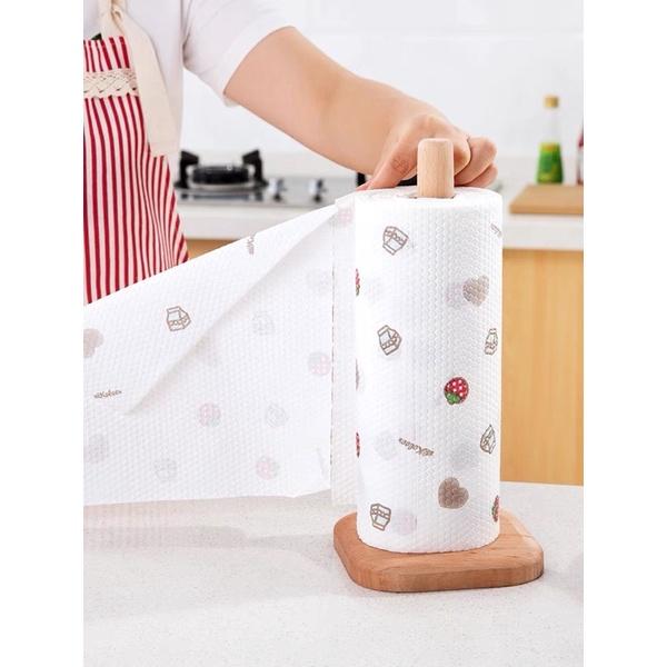 Khăn Giấy Lau Đa Năng Cuộn 80 Tờ, Lau Bếp, Lau Tay, Lau Bát Đũa Màu Trắng Có Họa Tiết