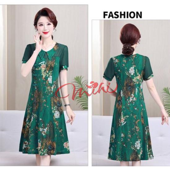 Váy - Đầm Trung Niên - V16 Đầm hè cho mẹ dáng dài U40 U50 U60 - Váy trung niên bigsize 50kg 60kg 70kg 80kg - Váy hè nữ