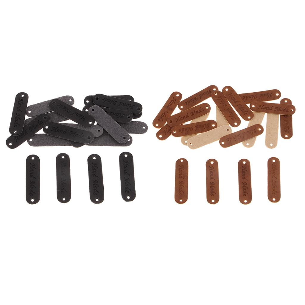 40 Chiếc Da PU Nhãn Handmade Thẻ Nhãn Chỉnh Trang Vật Trang Trí Có Lỗ