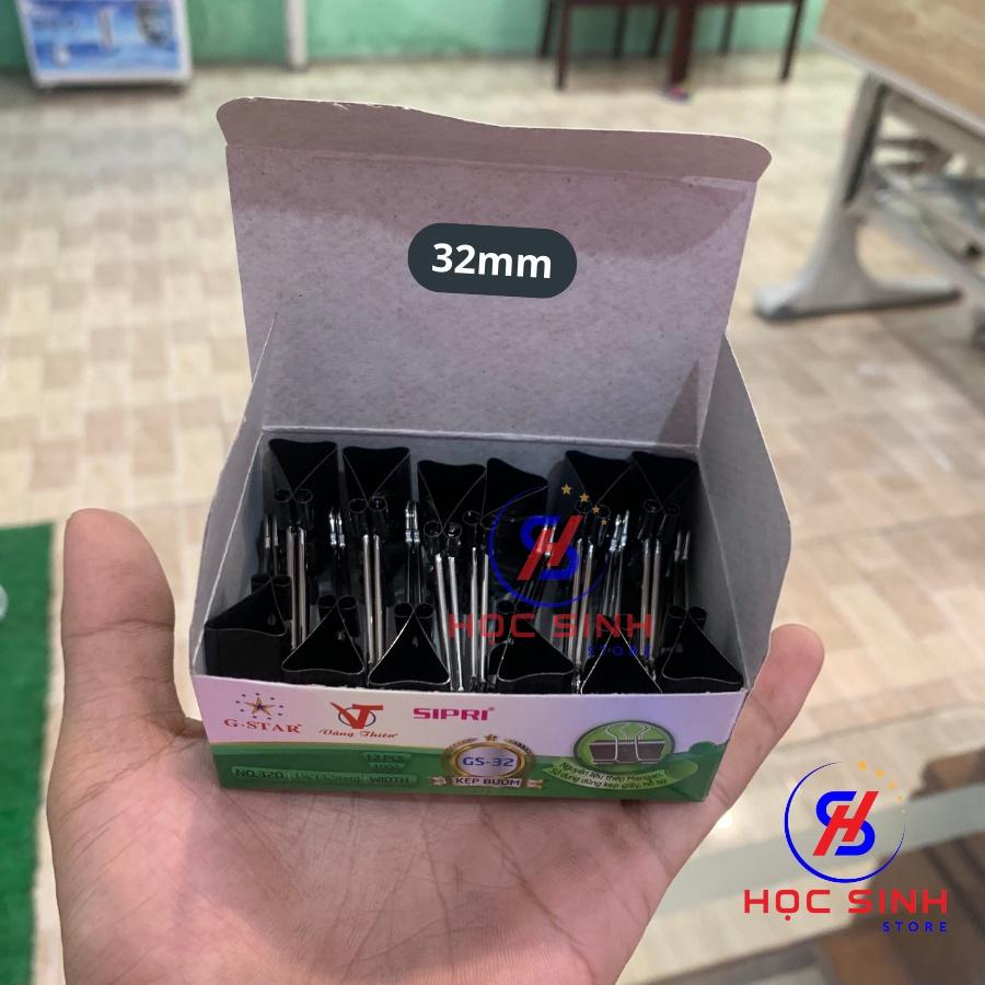 Hộp 12 Cái Kẹp Bướm 32mm Đen Gstar Size Trung Kẹp tài liệu