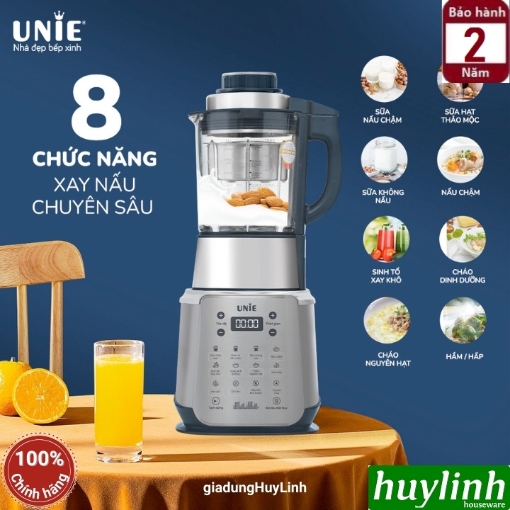 Máy làm sữa hạt Unie V9S - 1.75 lít - 8 chức năng - 1800W - có tính năng tạm dừng - Hàng chính hãng