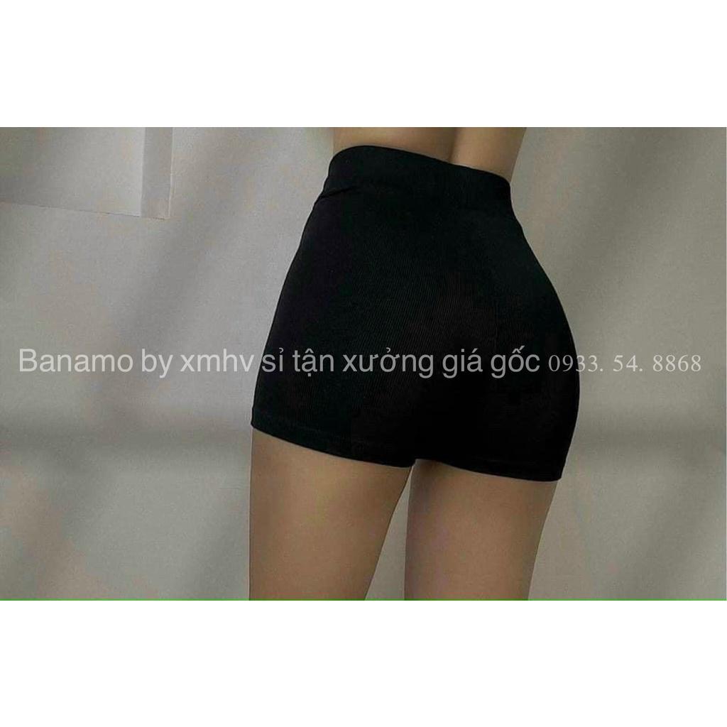 Quần legging đùi dáng ngắn cạp cao chất thun cotton siêu co giãn thời trang Banamo Fashion 7113