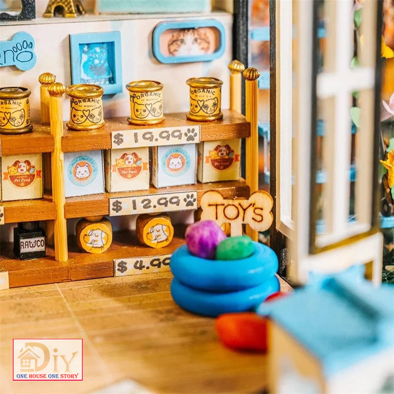 Nhà búp bê tự lắp ráp bằng gỗ | PET CLUB 3D DIY kèm cót nhạc -Quà tặng sinh nhật giáng sinh cho nam và nữ