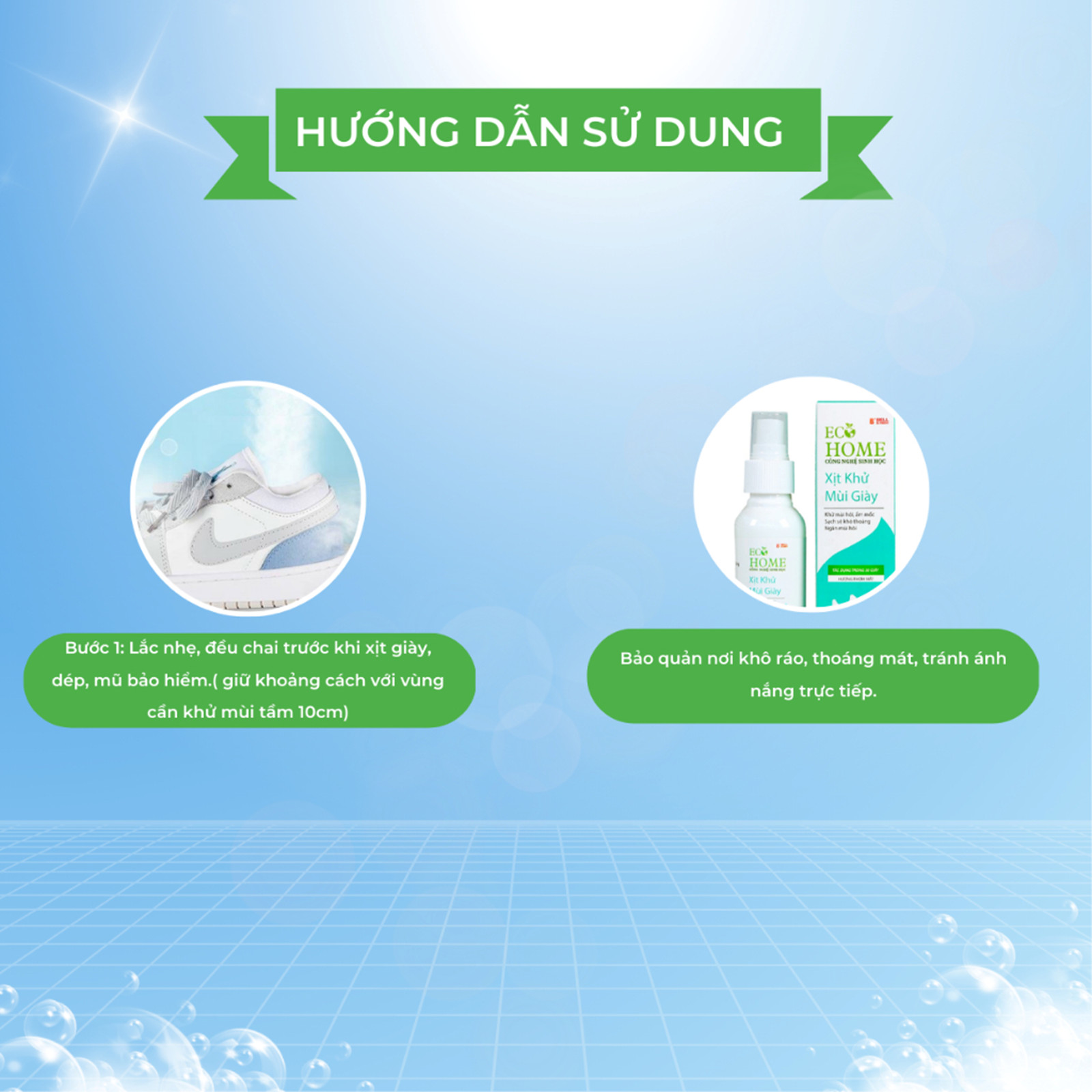 Xịt Khử Mùi Giày ECOHOME-Xịt Khử Mùi Giày ECOHOME Kim Ngân Store Giúp Đôi Chân Luôn Thoáng Mát, Sảng Khoái Chai 100ml