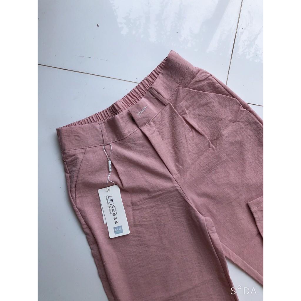 quần culottes cúc khóa dáng lỡ kiểu nhật chất đũi