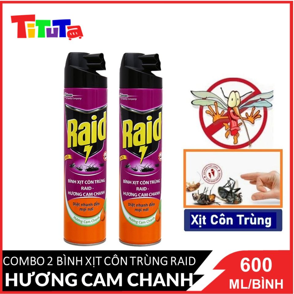 Combo 2 Bình xịt côn trùng Raid Hương Cam & Chanh 600MLX2