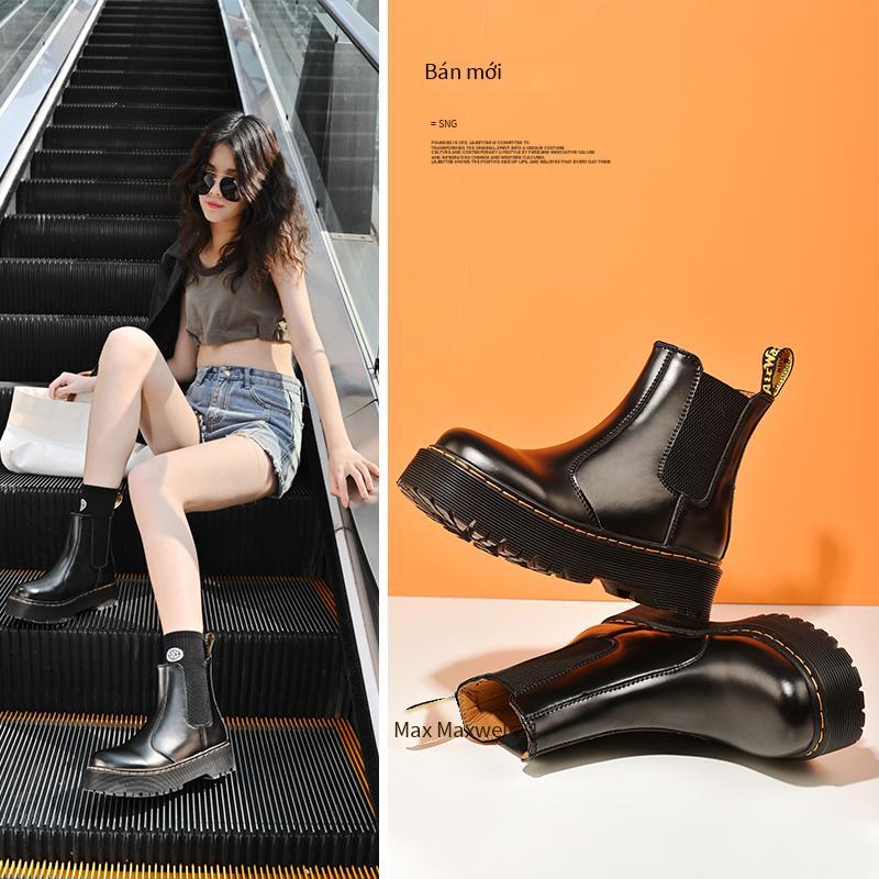 Phong cách mới nhất Giày bốt Martin lưới màu đỏ đôi giày đôi giày công sở giày khử mùi chống mài mòn