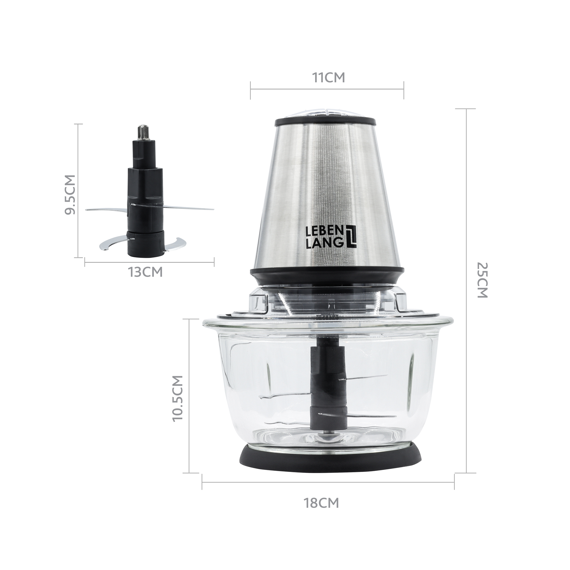 Máy xay thịt đa năng LEBENLANG cối thủy tinh, công suất 400W, dung tích 1200ml, model LBUF1920 - hàng chính hãng
