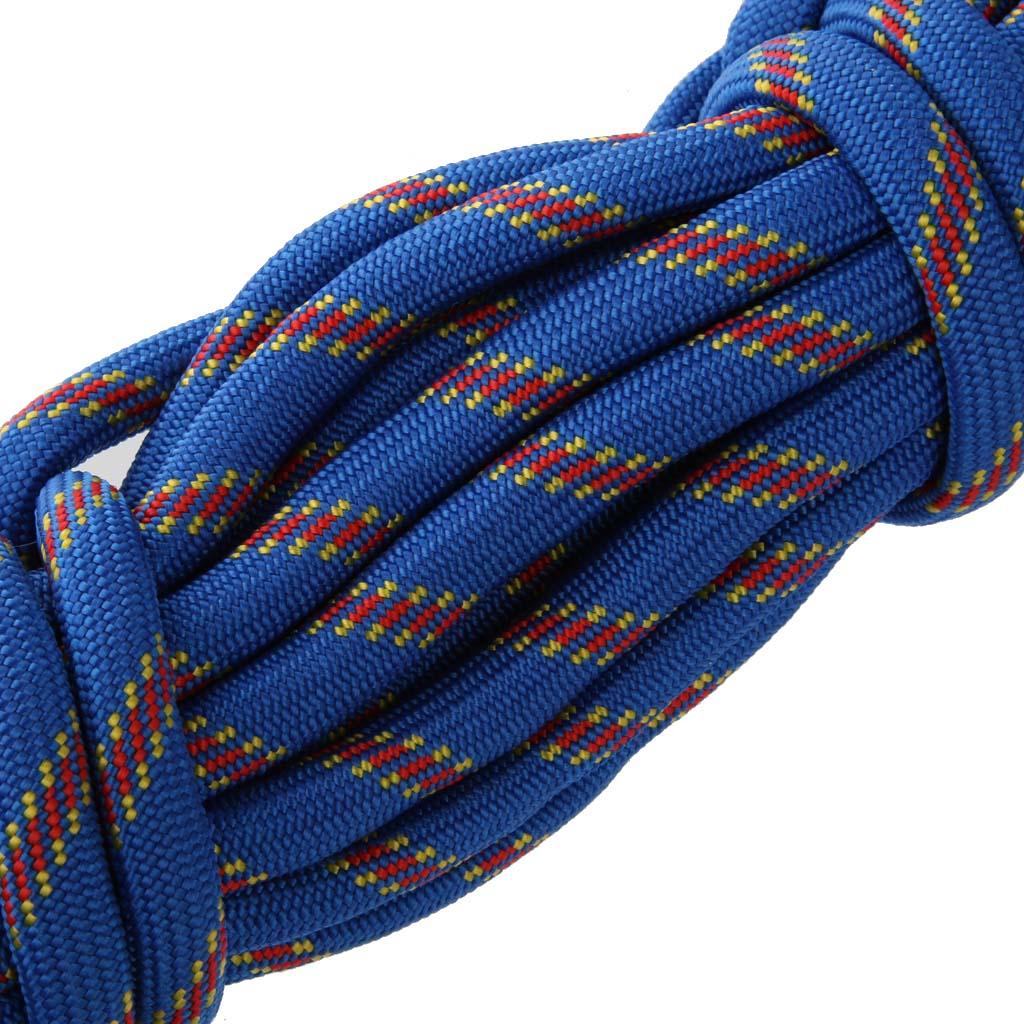 10M 10mm Outdoor Rock Climbing Rope Rappelling Safety Cord Blue