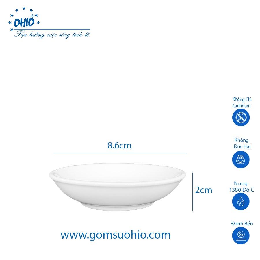 Đĩa Muối Tiêu 8.6 cm Sứ Trắng OHIO