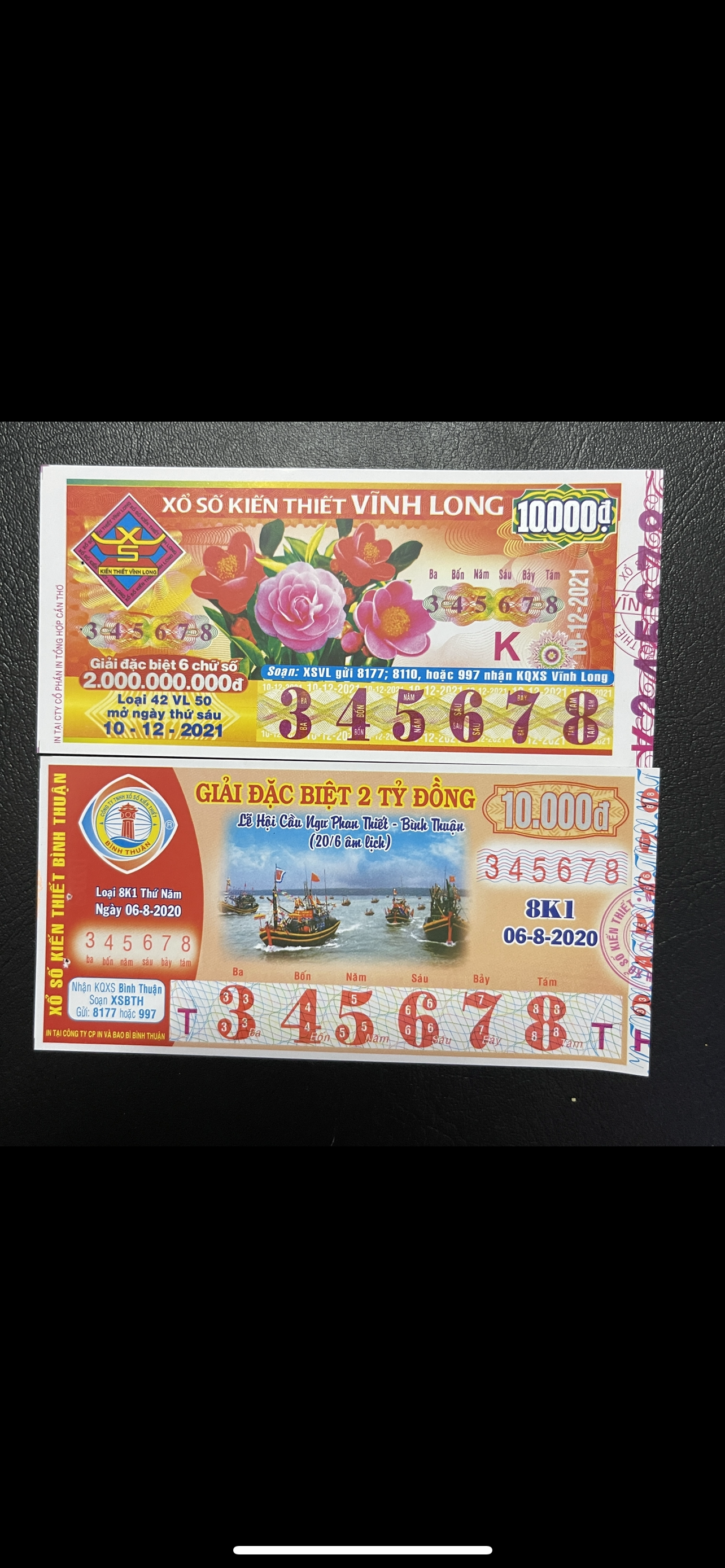 Vé số xưa Việt Nam số đẹp seri đẹp 345678 các tỉnh