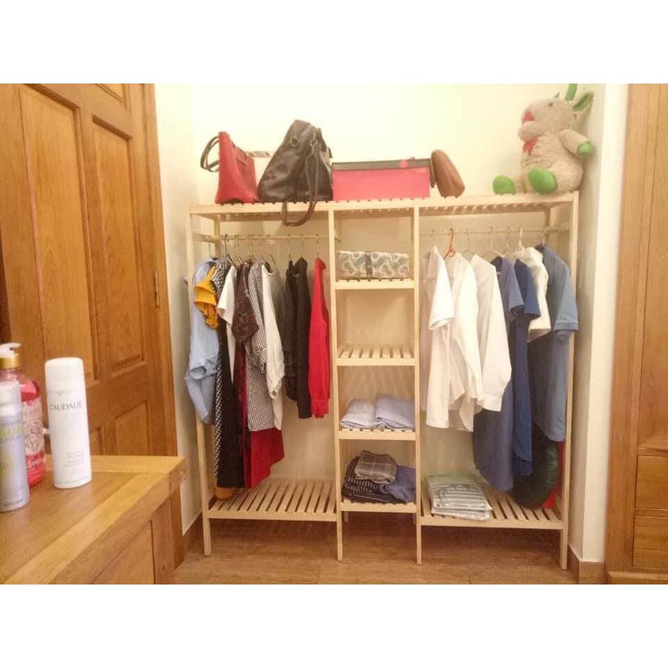 Kệ Treo Quần Aó Tripple Hanger 3 Buồng Gỗ Thông NHập Khẩu