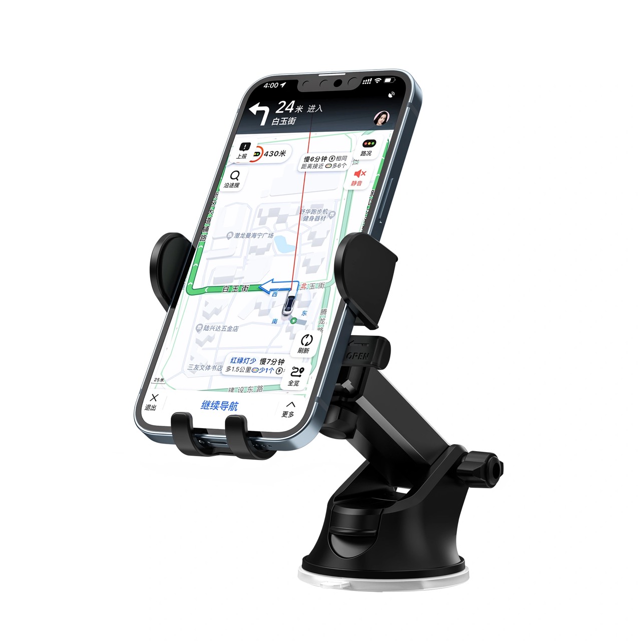 Giá đỡ điện thoại Wiwu CH012 Car Mount trên ô tô làm bằng hợp kim nhôm, có miếng đệm cao su chống trượt, giá đỡ ổn định, chắc chắn - Hàng chính hãng