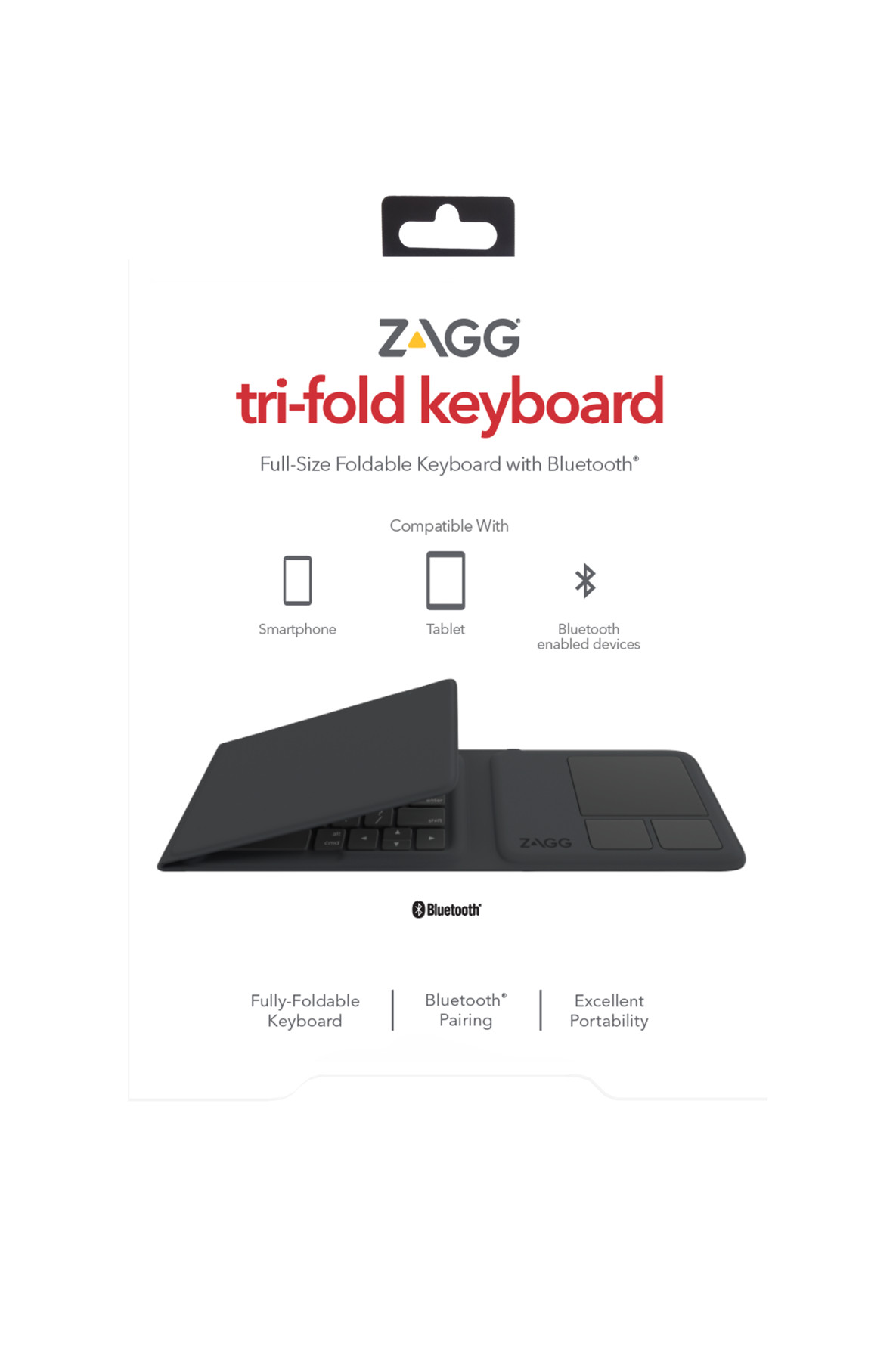 Bàn phím gấp 3 ZAGG Universal Keyboards - Tri Folding 103203612 - Hàng chính hãng