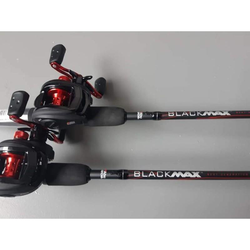Combo cần lure abu lack max và máy ngang abu black max