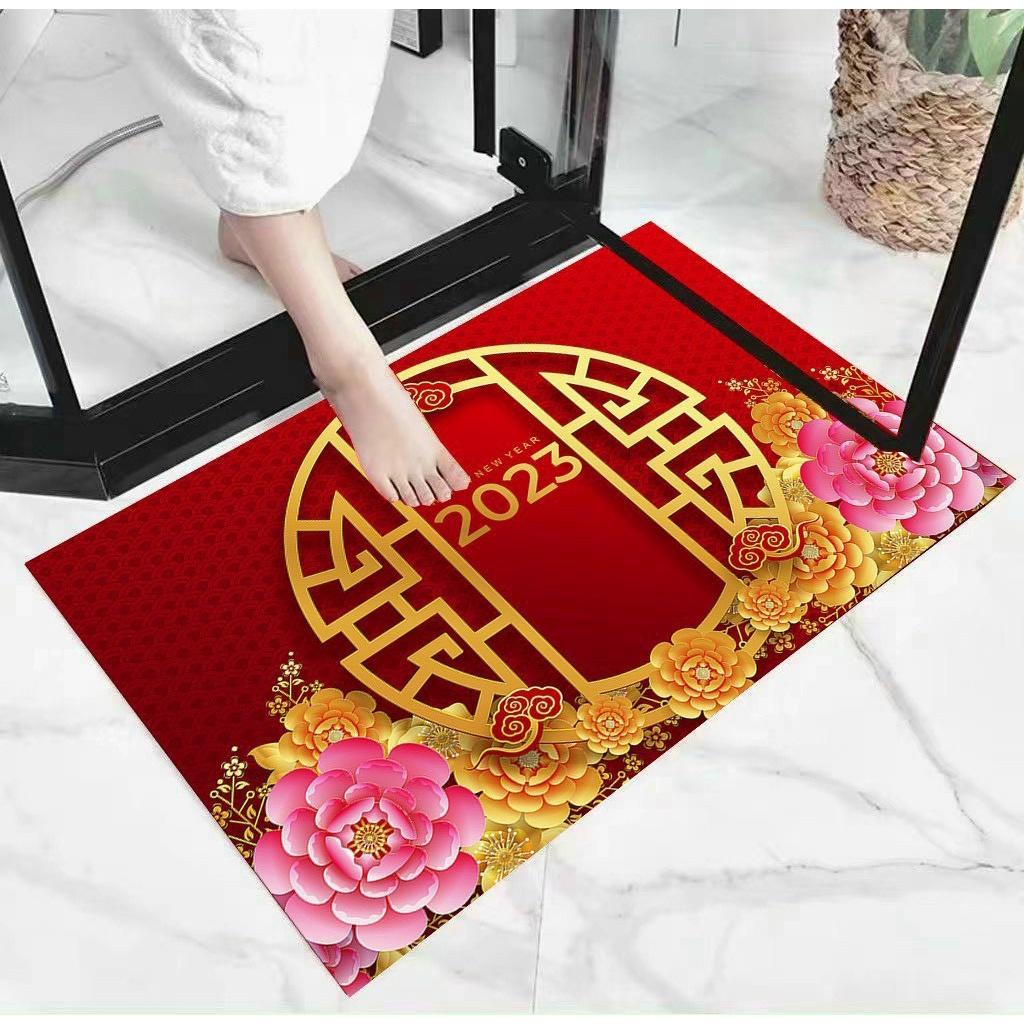 Thảm Chùi Chân Chống Trượt Không Phai Và Chống Bụi Hình Thỏ Năm Mới 2023 Kích Thước 40 * 60CM
