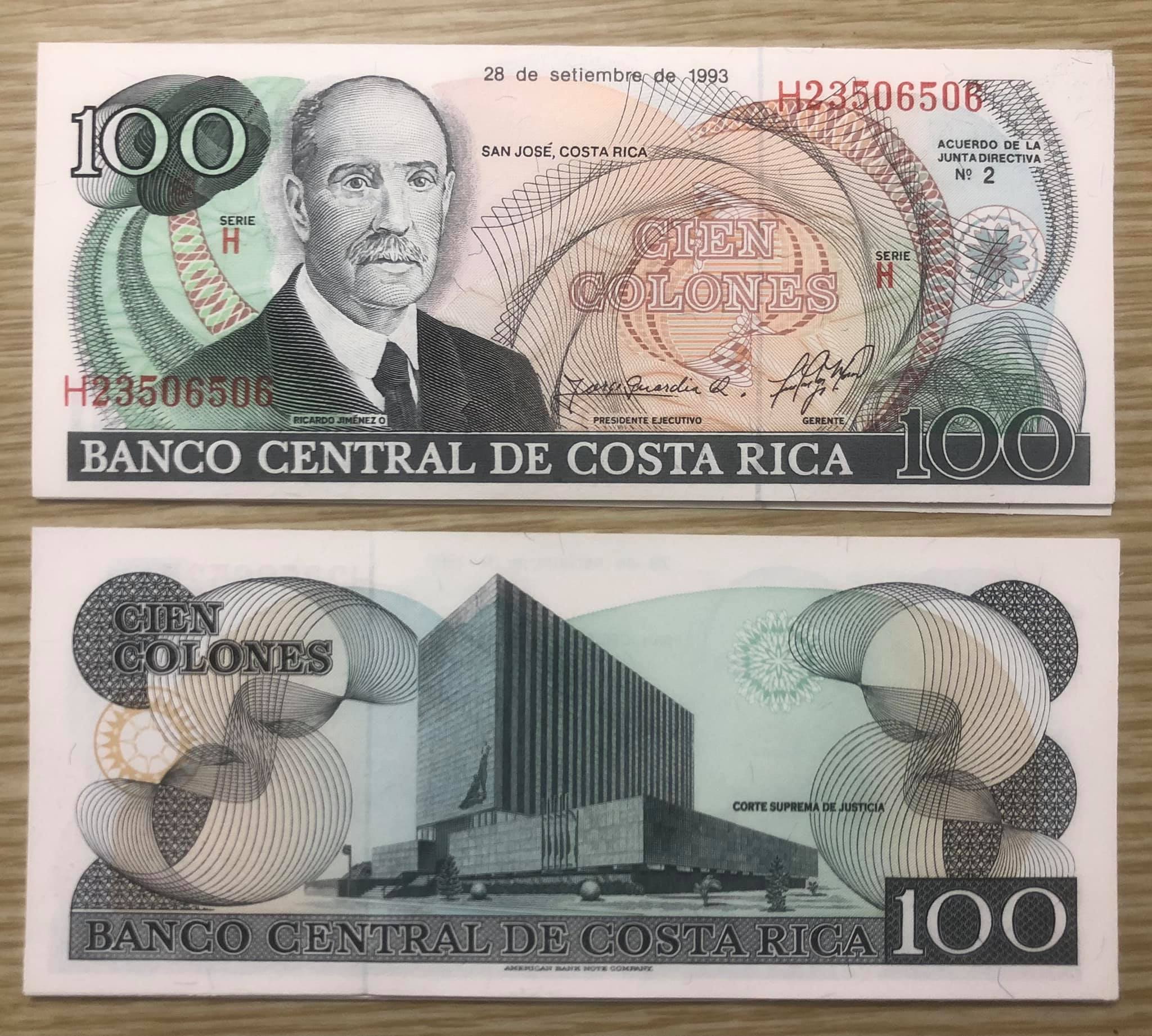 Tiền cổ Costa Rica 100 Colones sưu tầm