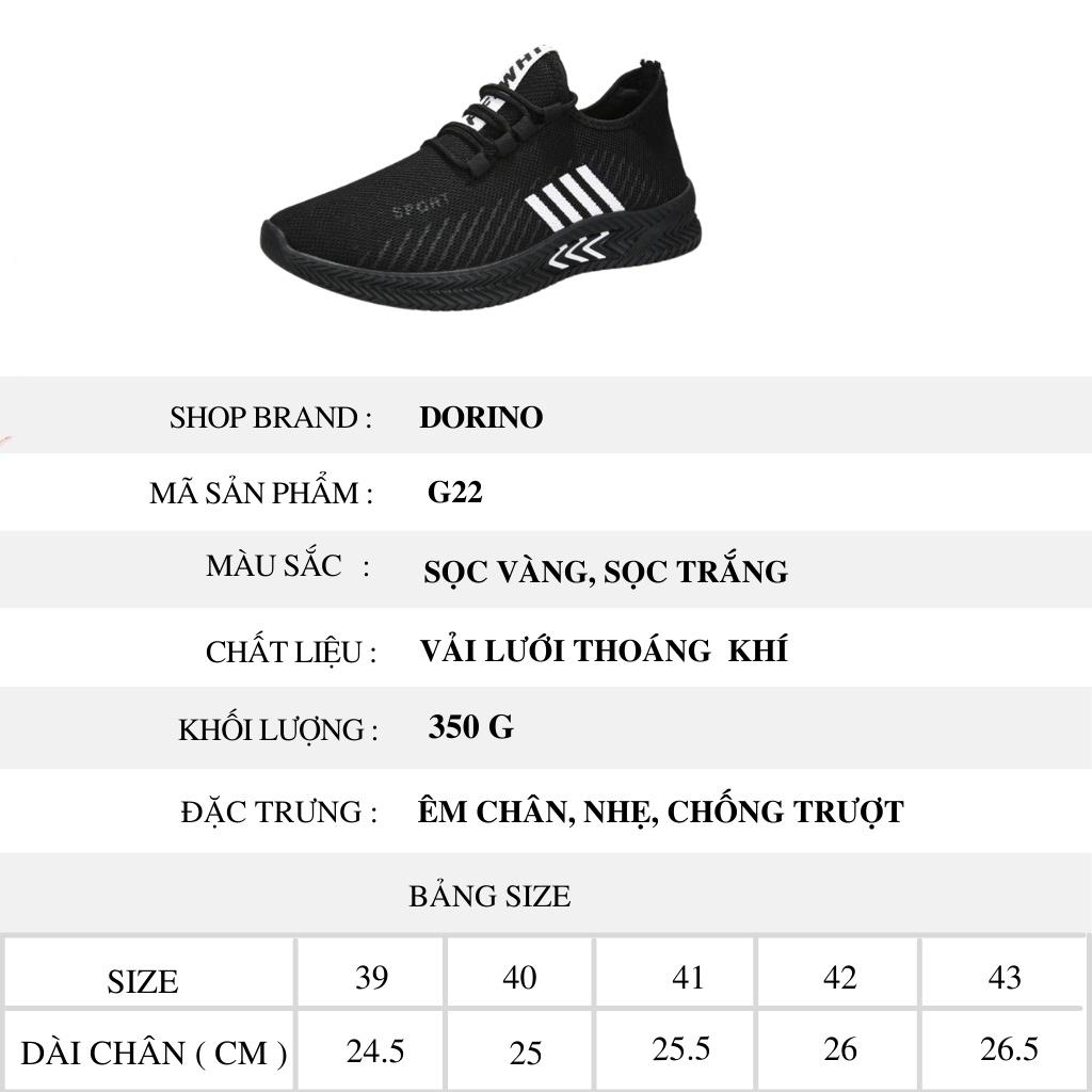 Giày sneaker nam giá rẻ buộc dây đế bằng vải dệt thoáng khí siêu nhẹ mới hotsize 39 đến 43 DORINO G22