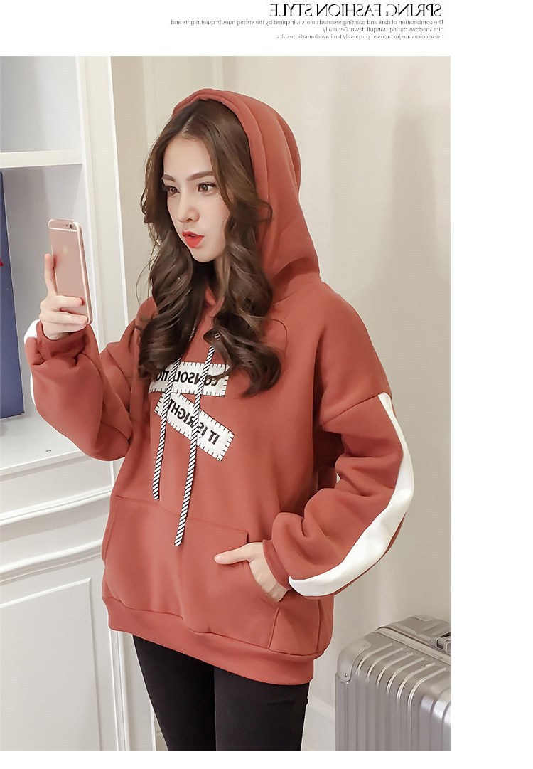 Phụ nữ mùa thu đông ăn mặc dài tay áo lỏng lẻo phiên bản fleece trên