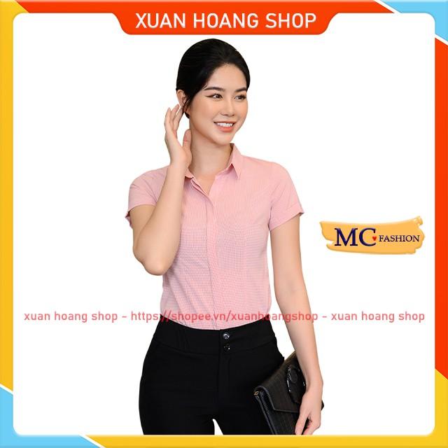Áo Sơ Mi Nữ Công Sở Đẹp Mc Fashion, Tay Ngắn Cộc, Họa Tiết Kẻ Sọc Caro, Màu Xanh, Hồng, Trắng, Vàng, Nâu, Đủ Size A681