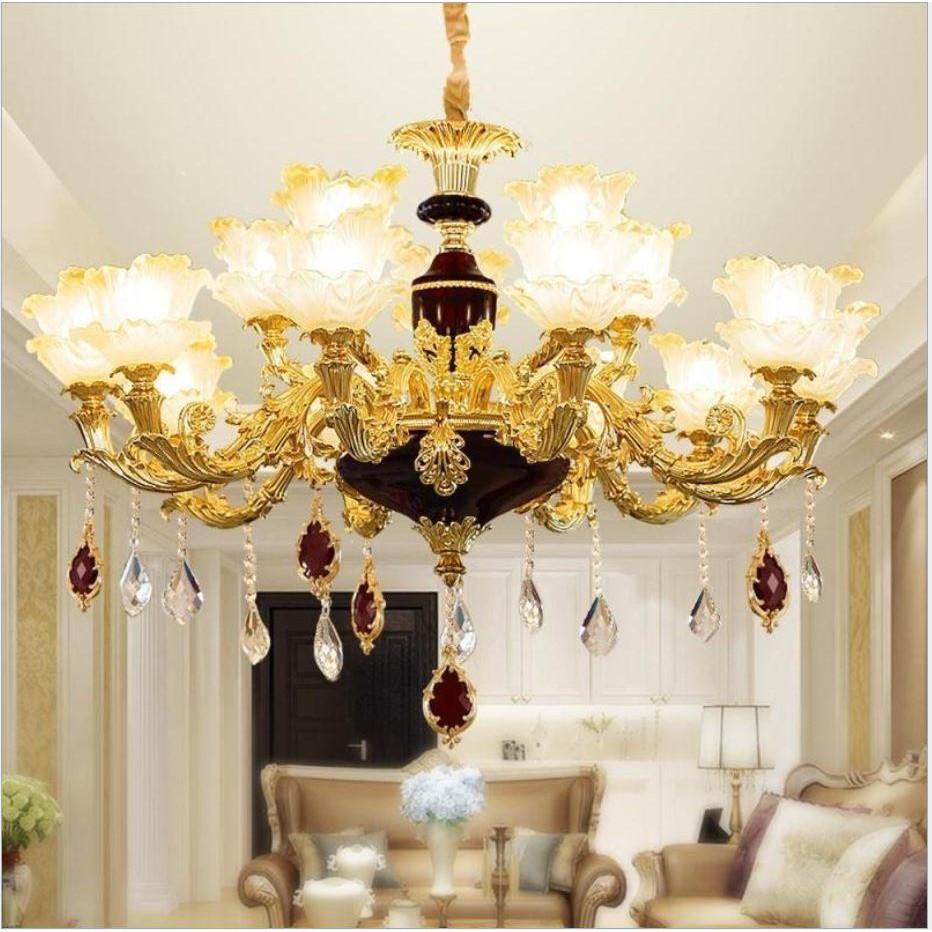 Đèn chùm trang trí nội thất IRELIA phong cách Châu Âu hiện đại loại 6, 8, 15 tay - Tặng kèm bóng LED cao cấp