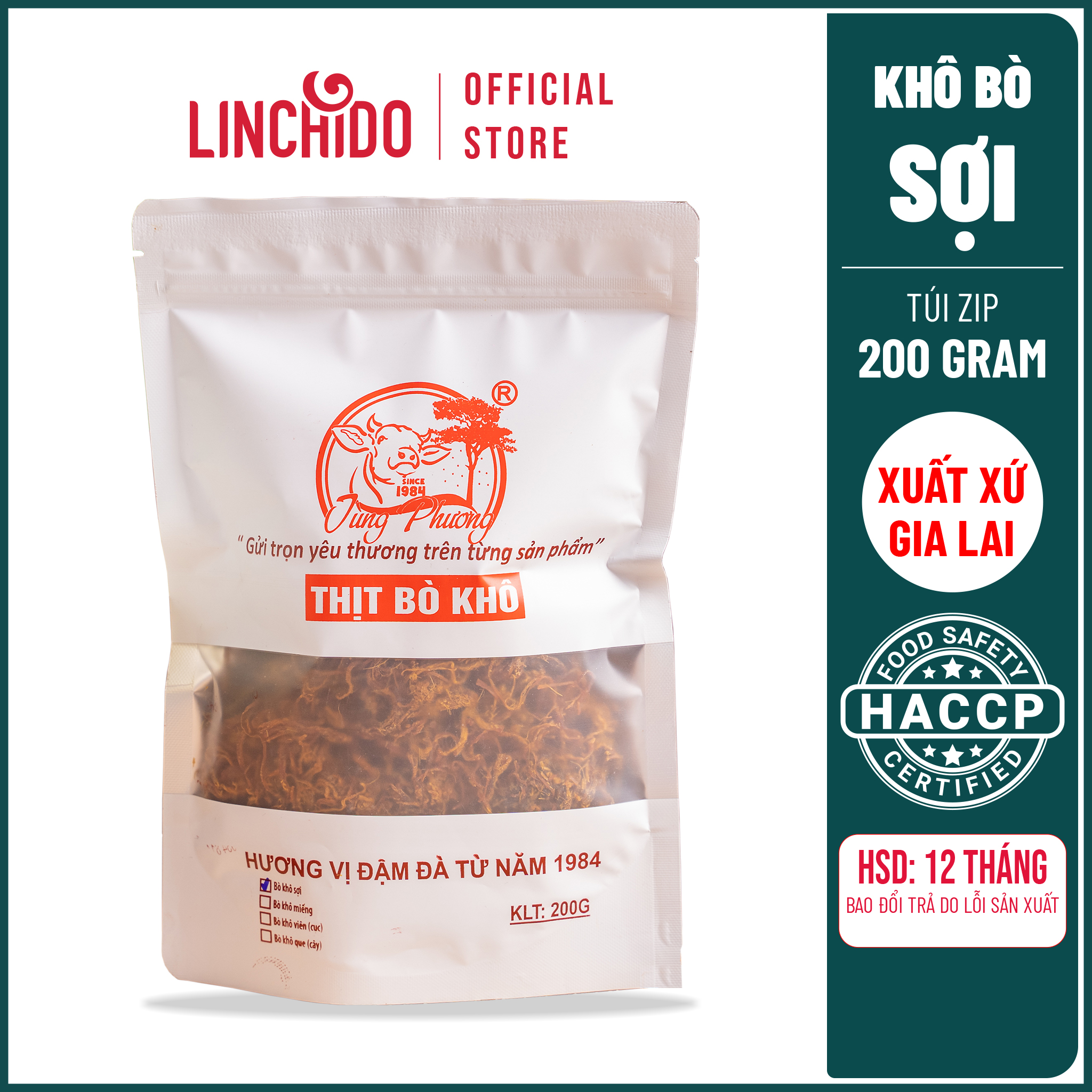 Khô Bò Sợi - Tùng Phương Du Ký - Túi Zip 200 GRAM