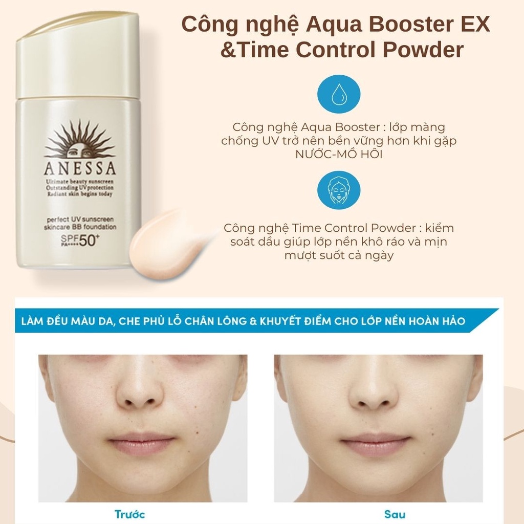 Kem Nền Trang Điểm BB Chống Nắng Dưỡng Hoàn Hảo SPF50+ PA++++ Perfect UV Sunscreen Skincare BB Foundation 25ml